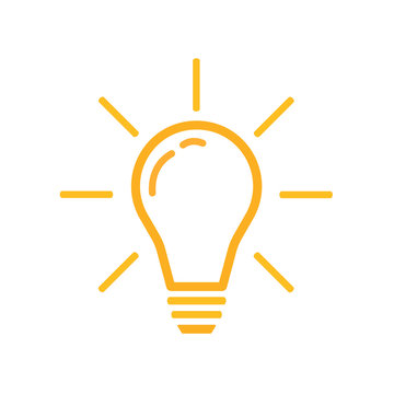 Light bulb flat style vector outline icon