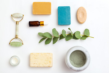 Bio ingredient for skin care on white background.  health life style.