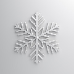 Winter abstract design creative concept, snow icon on white background. 3D rendering illustration.