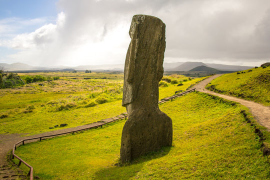Moai Head looking out across Rapa Nui, Easter Island