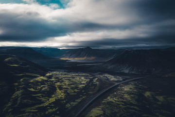 Road in Iceland from Drone