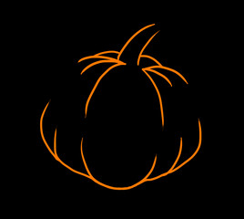 Halloween holiday orange pumpkin illustration for card on black background