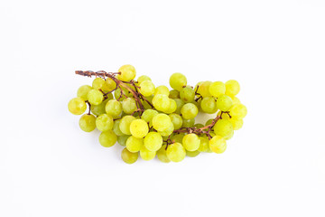 Green grapes bunch on isolated white background with space