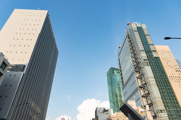 東京都港区汐留から見た東京の高層ビル群の景色