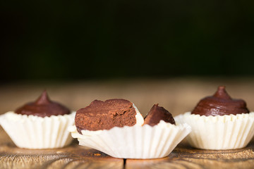 Set of chocolate candies with a fondant.