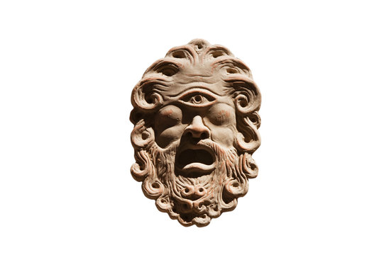 Maschera di Polifemo su fondo bianco mitologia