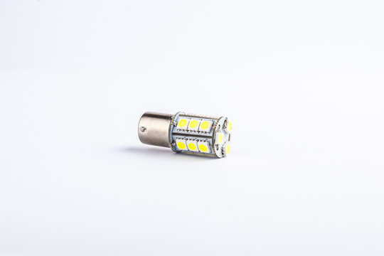 Modern LED lamp for car lighting system. Automotive electric spare parts.