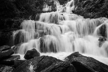 waterfall in black and white