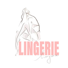 Young beautiful woman in lingerie.  Hand-drawn illustration. Vector