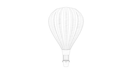 3d rendering of a hot air balloon isolated in white studio background