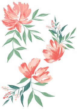 digital watercolor flowers illustrations 