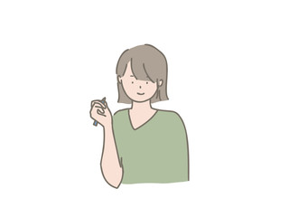 ペンを持っている女性