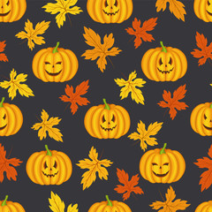 Obraz na płótnie Canvas Halloween pumpkin seamless pattern