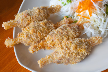 Chao tom or Fried Shrimp with Sugar Cane serving on white plate. Vietnamese cuisine and Southeast Asian