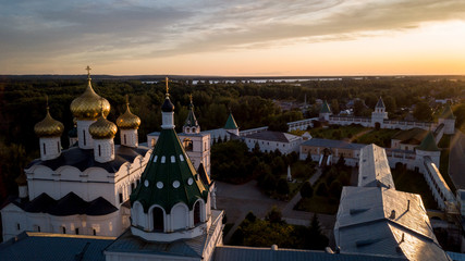 Kostroma. Gold ring of Russia. The monastery of St. Ipaty. Clouds in the evening sky and the Volga...