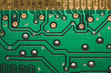 Electronic circuit board abstract background. computer motherboard close up. micro elements of...
