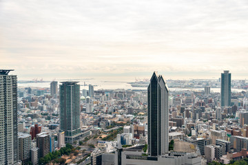 View of Kobe city and port from mountain