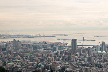 View of Kobe city and port from mountain