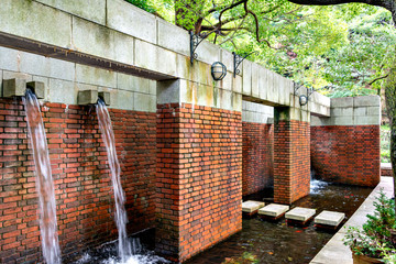 Water fall patio in a herb park in Kobe, Hyogo, Japan