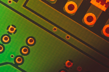 Electronic circuit board abstract background. computer motherboard close up. micro elements of...