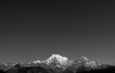 Annapurna mountain, Snow mountain sky, Black and white