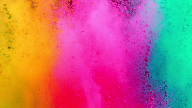 Super Slow Motion Shot of Color Powder Explosion Isolated on Black Background at 1000fps.