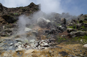 Volcano  La souffrière Guadeloupe natural smoke rocks