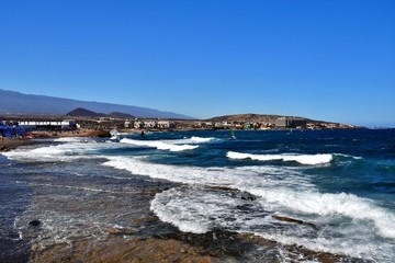 El Medano, rocks and puddles at low tide