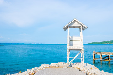 View of wooden sea hut at Khao Laem Ya Mu Ko Samet National Park, Rayong province, Thailand