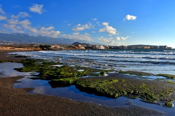 El Medano, rocks and puddles at low tide