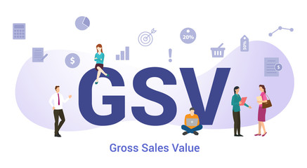 gsv global value chain concept with big word or text and team people with modern flat style - vector