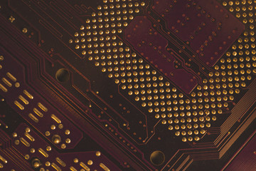 Processor pins macro. computer motherboard close up. cpu pins on a circuit board. computer central...