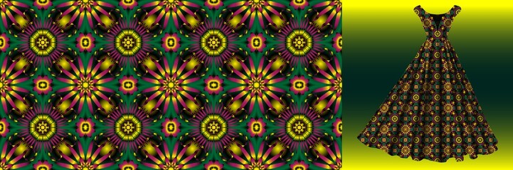 Fashion pattern on female dress mockup