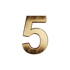 Golden alphabet digit character 5 font