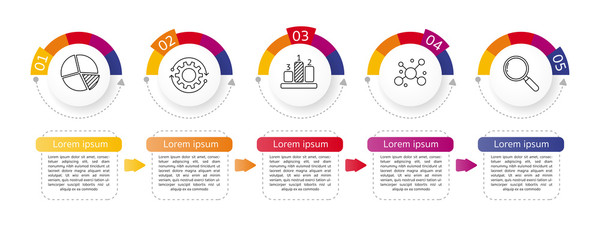 Infographic Timeline template can be used for workflow layout, diagram, number options, web design. Infographic business concept with 5 option, parts, steps or processes. Abstract background.