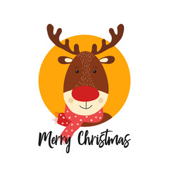 Isolated cute deer in scandinavian style