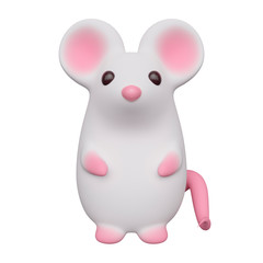 Obraz na płótnie Canvas Rat isolated on white background. Cute cartoon character. Front view. 3d rendering