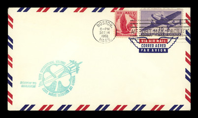 Luftpost airmail Umschlag envelope USA Amerika vintage retro old alt gestempelt Briefmarke stmaps...