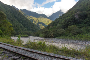 Fototapeta na wymiar Railway to Aguascalientes in Peru