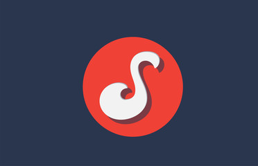 S orange white circle logo letter alphabet for company icon design
