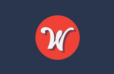 W orange white circle logo letter alphabet for company icon design