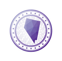 Flat low poly stamp of Nevada. Polygonal Nevada badge. Trendy vector logo of the US state.