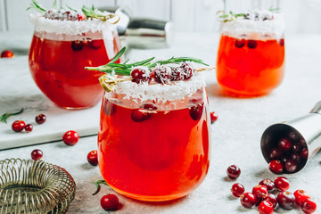 Festive Cranberry drink on Christmas background