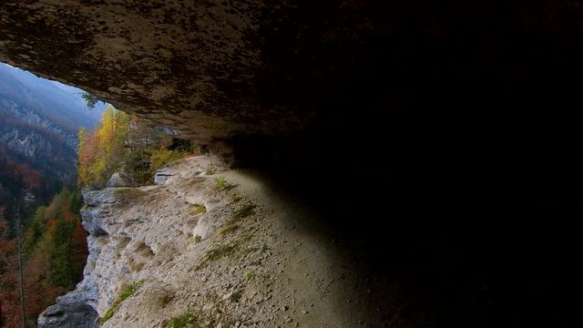4k Forward moving walking on lone cliff trail path with hills and  forest valley incredible view