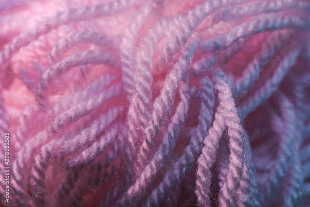 Poster close up beautiful tangle of pink thread background texture. macro photography view.
