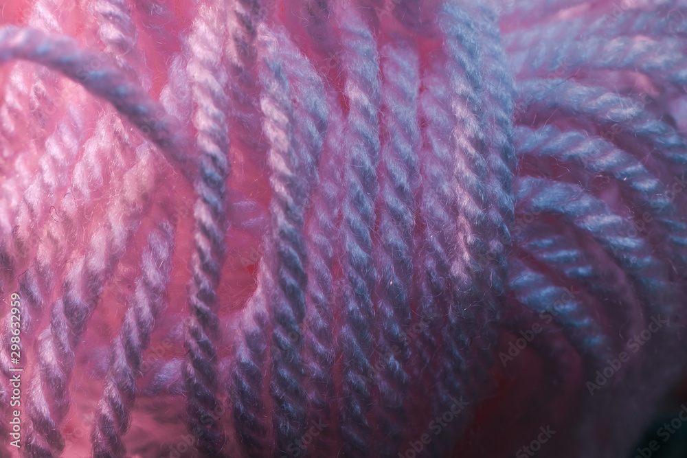 Poster close up beautiful tangle of pink thread background texture. macro photography view.