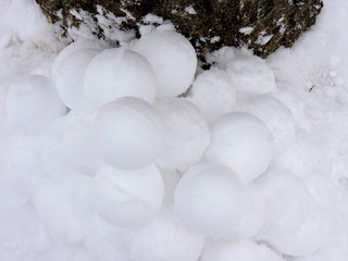 snow balls on the ground