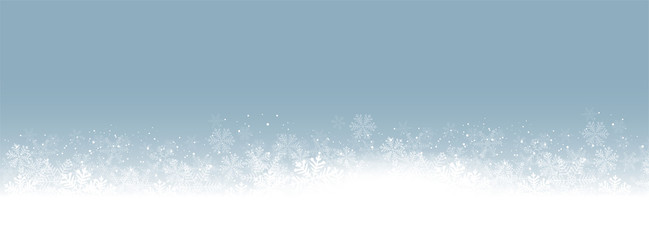 Panorama Blue Background white snowflakes vector illustration eps10