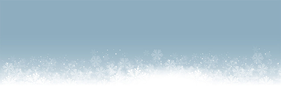 Panorama Blue Background white snowflakes vector illustration eps10