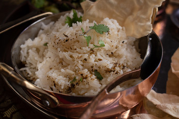 Indian rice, fried with ghee, cumin and black pepper